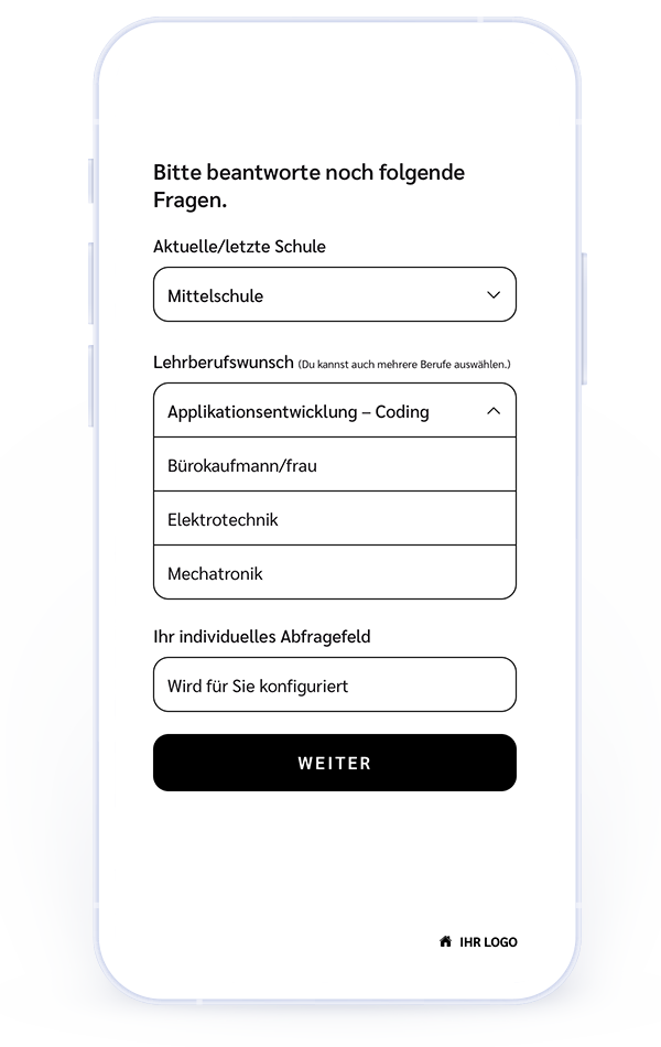 Erfassung der Berufswünsche und Ausgangslage im LehrberufsCheck.